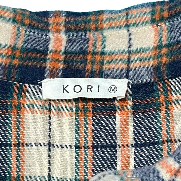 Kori Plaid Blue & Orange Shacket Size Medium - Picture 7 of 9